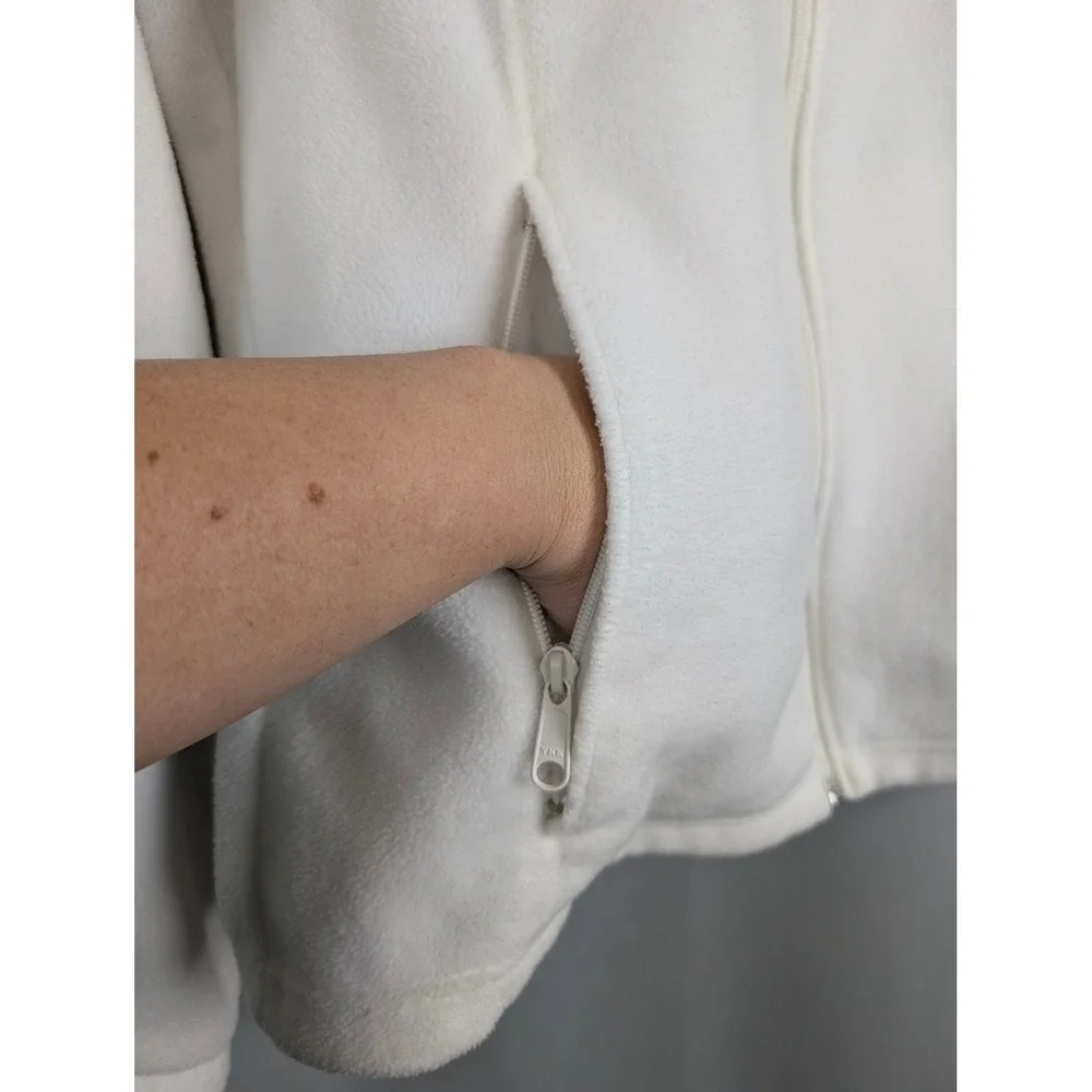 Columbia Benton Springs‎ Fleece Jacket Womens XL White Full Zip Soft